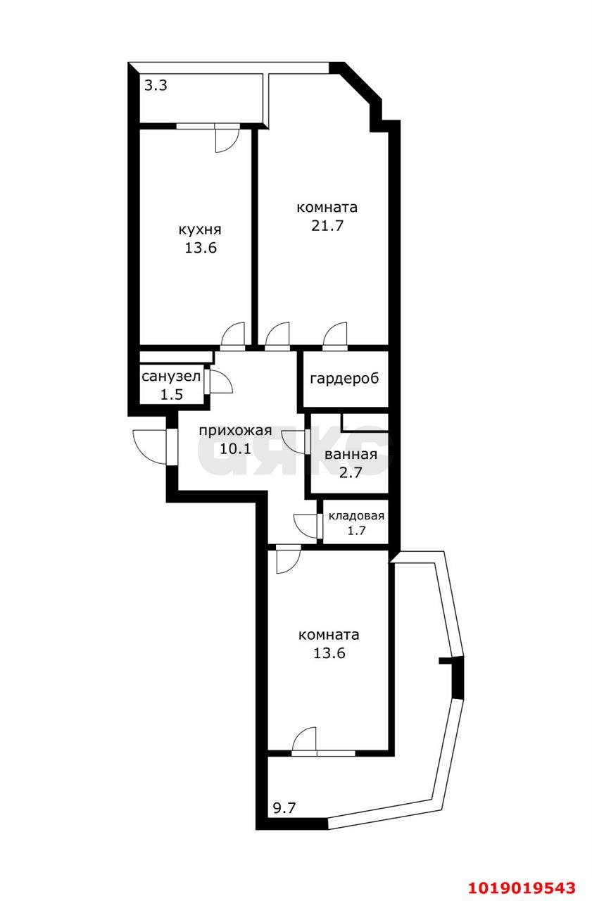 Фото №17: 2-комнатная квартира 70&nbsp;м², 17/18&nbsp;эт. - Краснодар, Прикубанский внутригородской округ, мкр. 9-й километр, пр-д Репина, 5