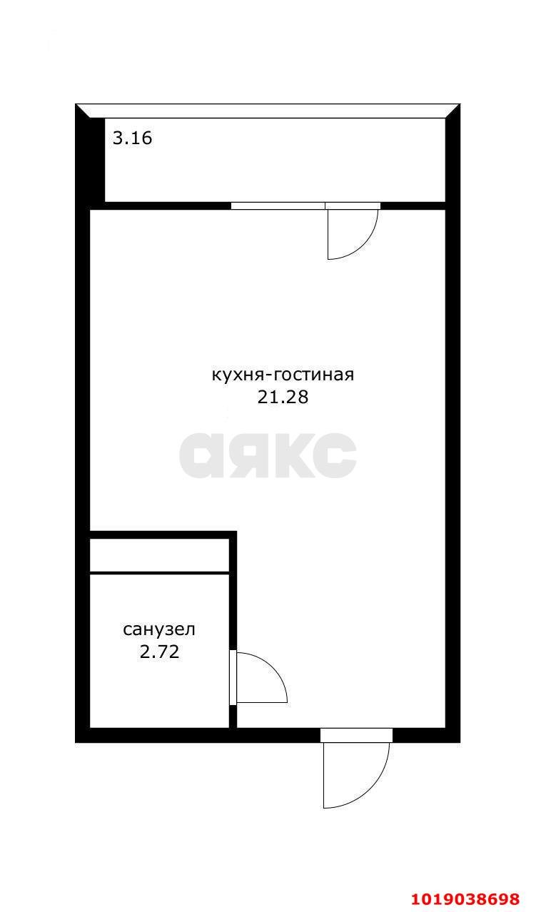 Фото №10: Студия 25&nbsp;м², 3/16&nbsp;эт. - Краснодар, Прикубанский внутригородской округ, мкр. Славянский, ул. Заполярная, 37к1