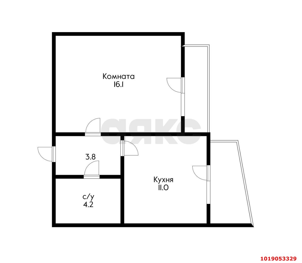 Фото №4: 1-комнатная квартира 42&nbsp;м², 1/16&nbsp;эт. - Краснодар, Прикубанский внутригородской округ, мкр. Микрохирургии глаза, ул. Академика Лукьяненко, 12/1