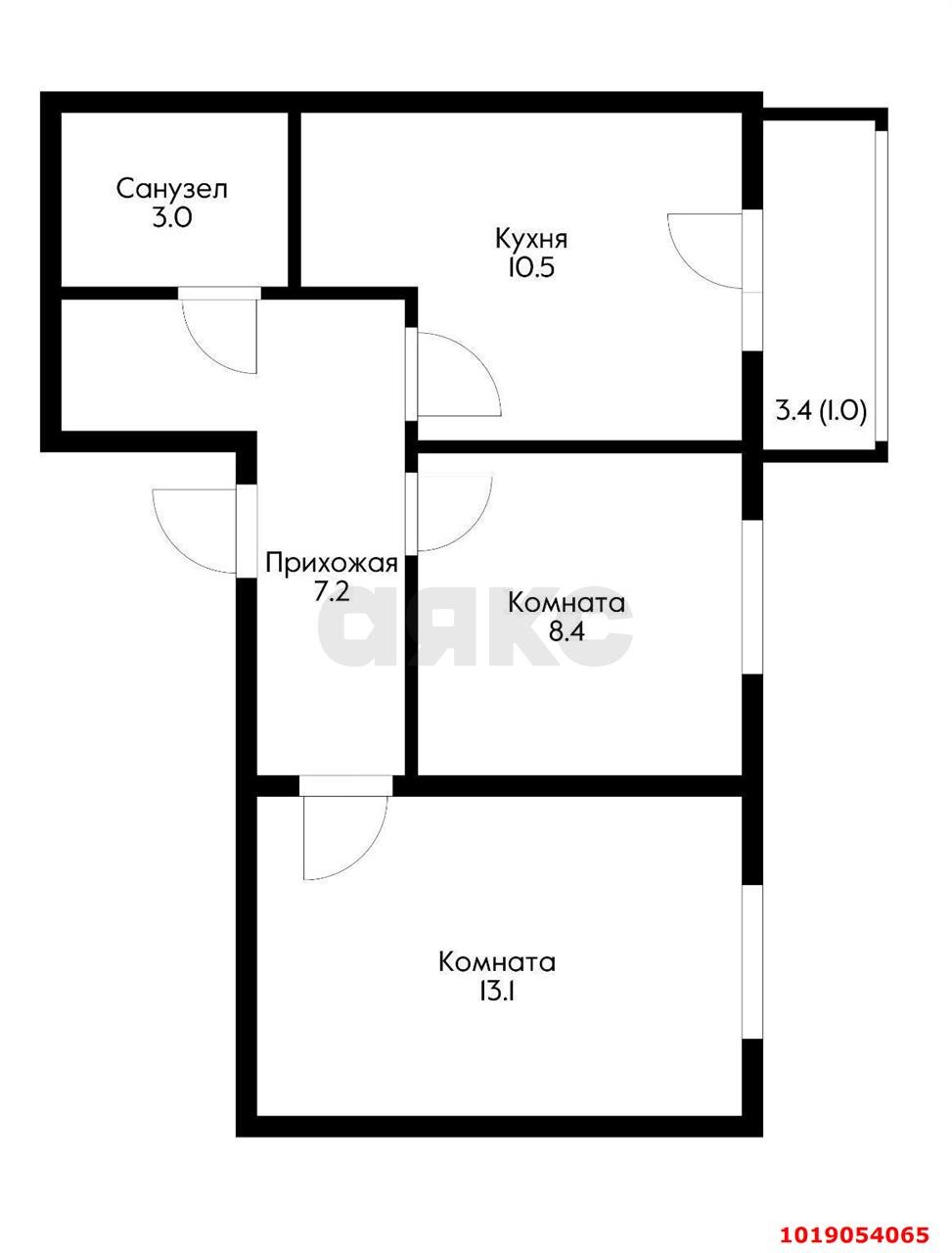 Фото №11: 2-комнатная квартира 46&nbsp;м², 5/5&nbsp;эт. - Яблоновский, мкр. ЖК Дарград, ул. Тургеневское Шоссе, 33/5к42