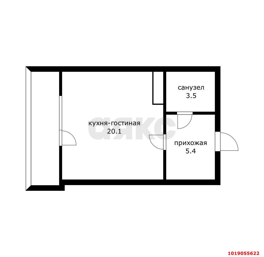Фото №15: Студия 32&nbsp;м², 8/9&nbsp;эт. - Знаменский, Карасунский внутригородской округ, мкр. Родные Просторы, ул. Природная, 10Бк9