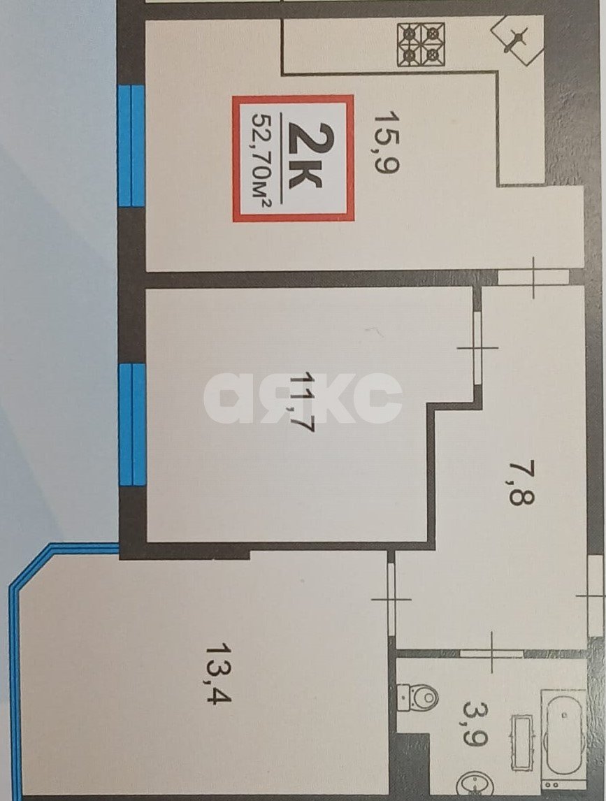 Фото №13: 2-комнатная квартира 53&nbsp;м², 5/16&nbsp;эт. - Анапа, Парковый, мкр. жилой комплекс Чёрное море, ул. Анапское шоссе, 30к3