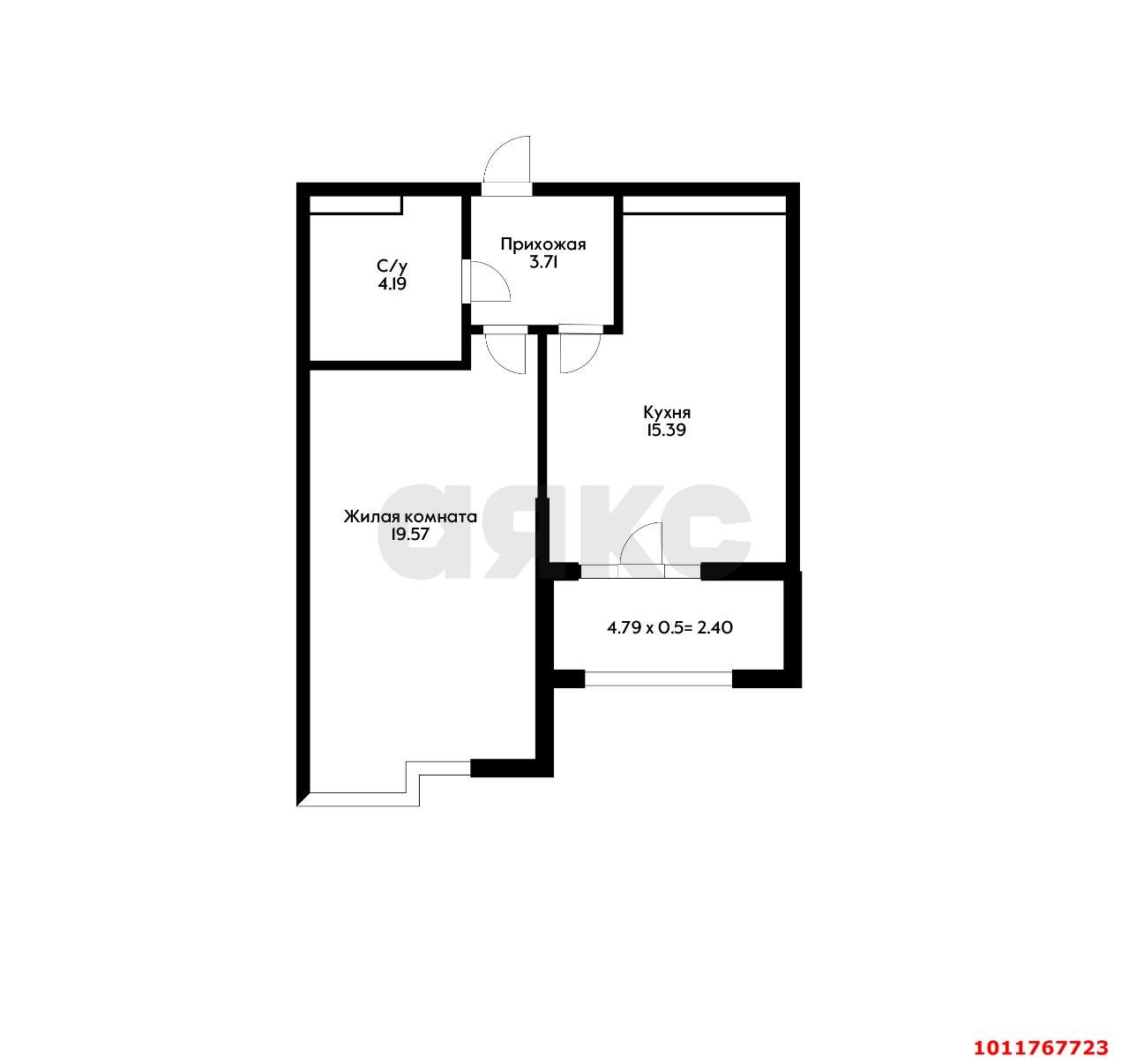 Фото №2: 1-комнатная квартира 45 м² - Краснодар, Школьный, ул. Школьная, 1