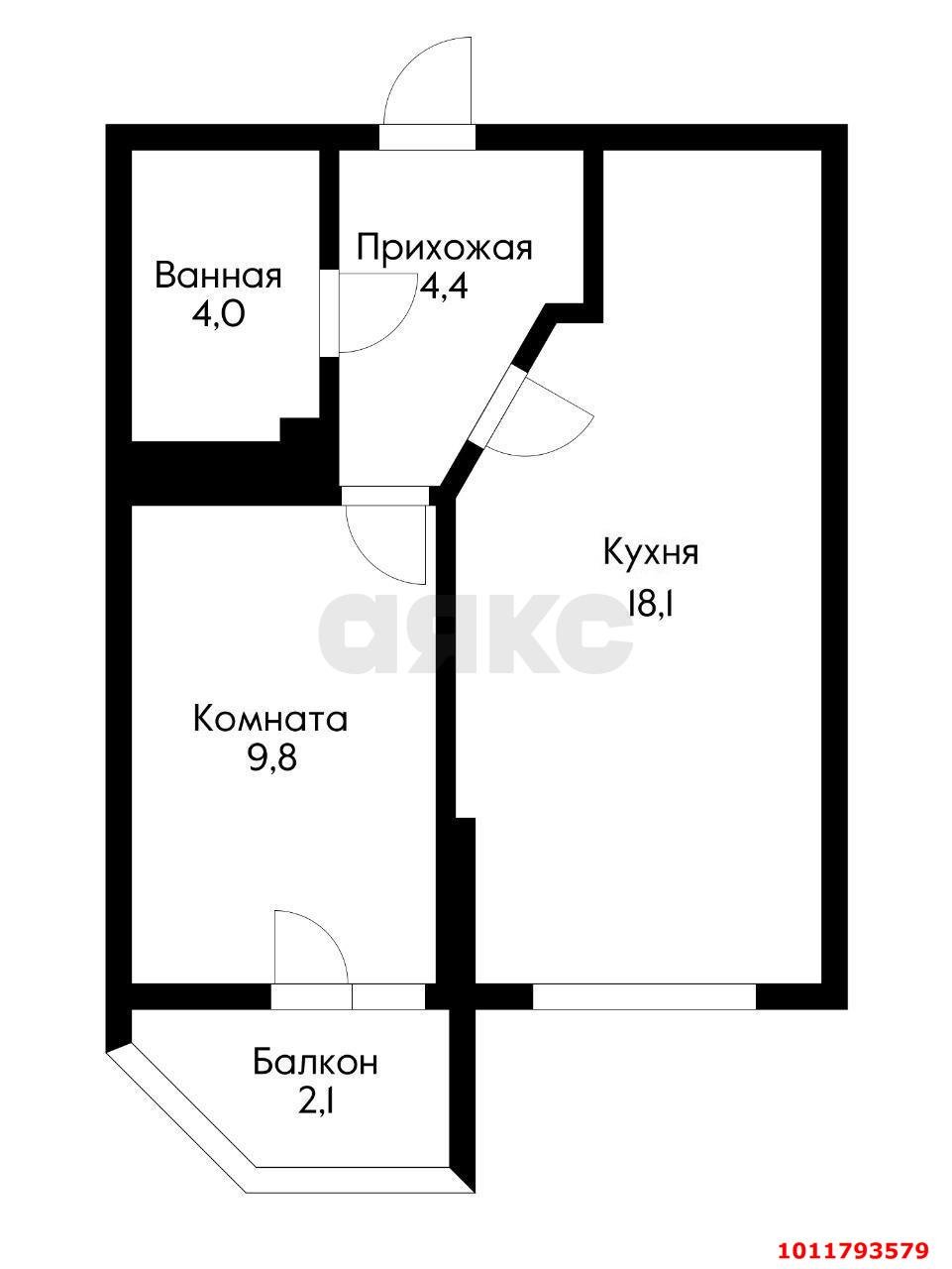 Фото №8: 1-комнатная квартира 38 м² - Краснодар, жилой комплекс Видный, 