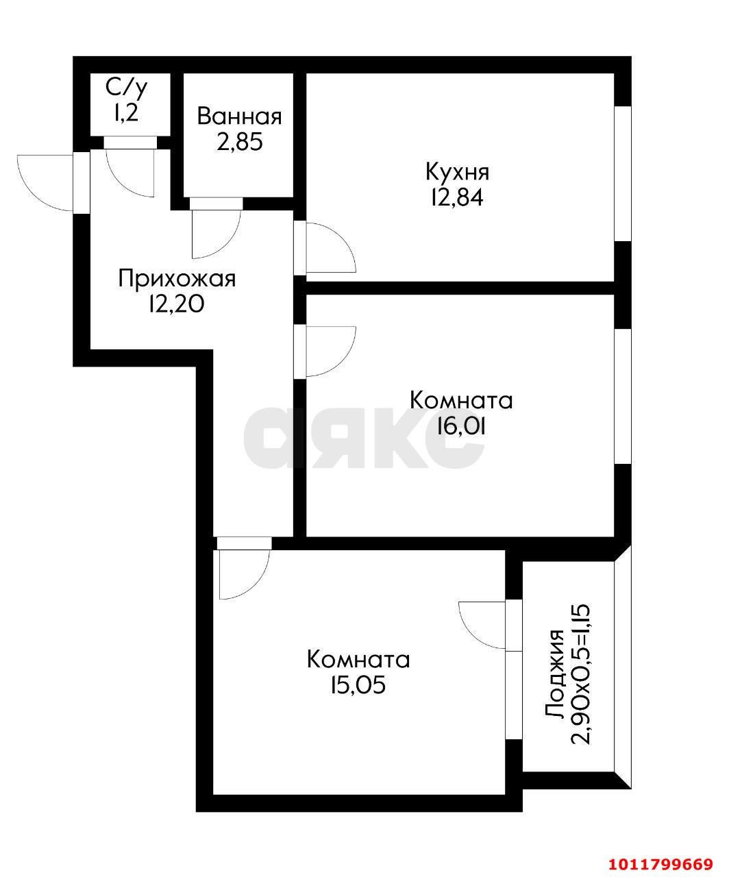 Фото №5: 2-комнатная квартира 61 м² - Краснодар, жилой комплекс Жемчужина, ул. имени Ф.И. Шаляпина, 30/1лит3