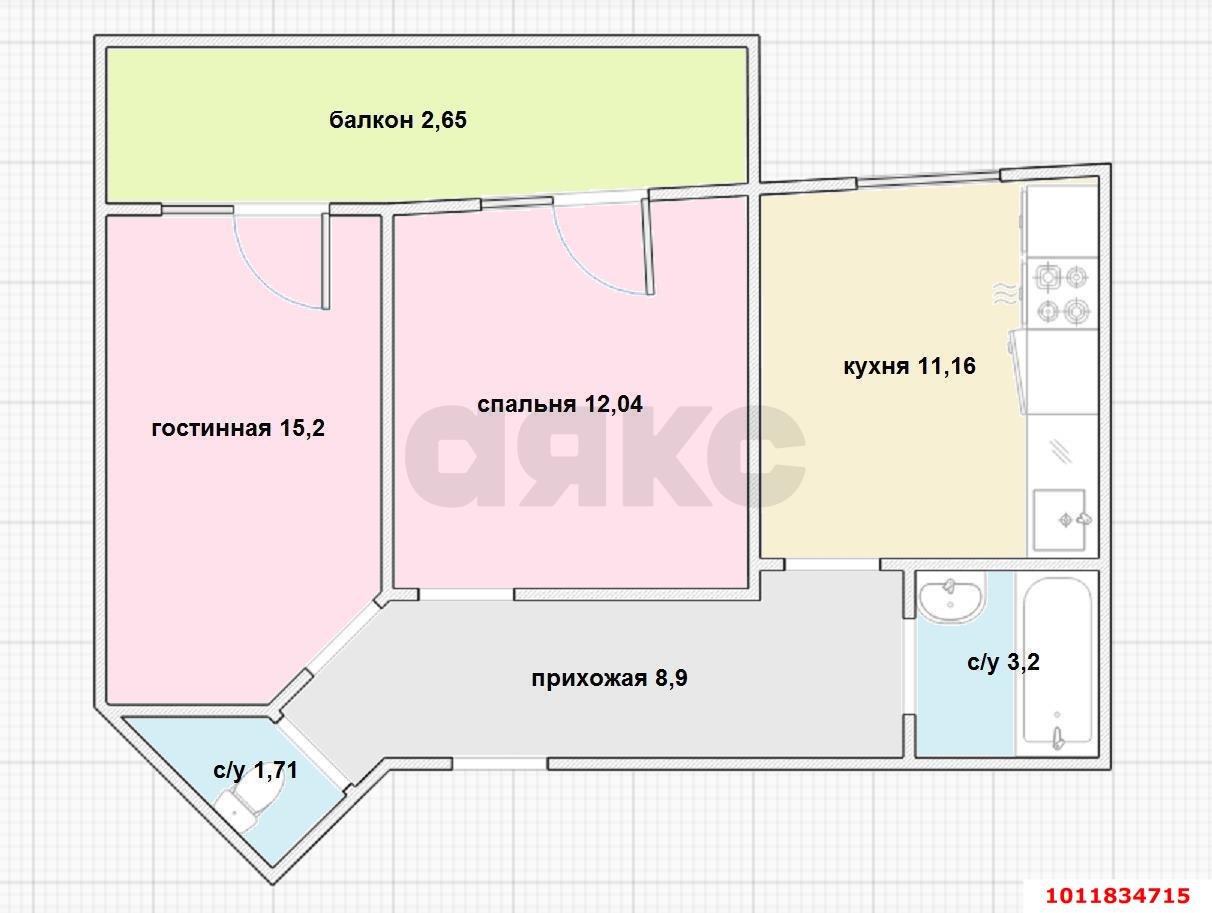 Фото №3: 2-комнатная квартира 56 м² - Краснодар, жилой комплекс Сограт, ул. Красных Партизан, 4/15