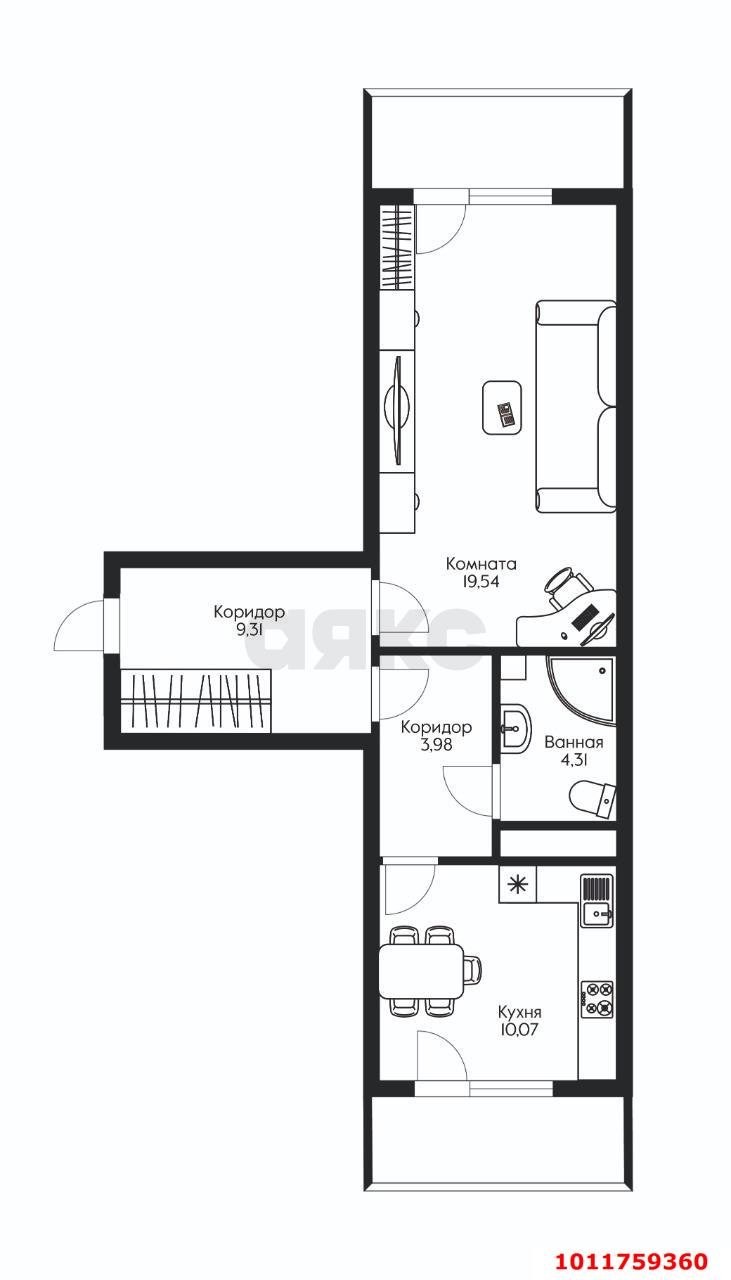 Фото №4: 1-комнатная квартира 47 м² - Краснодар, Гидростроителей, ул. Снесарева, 4