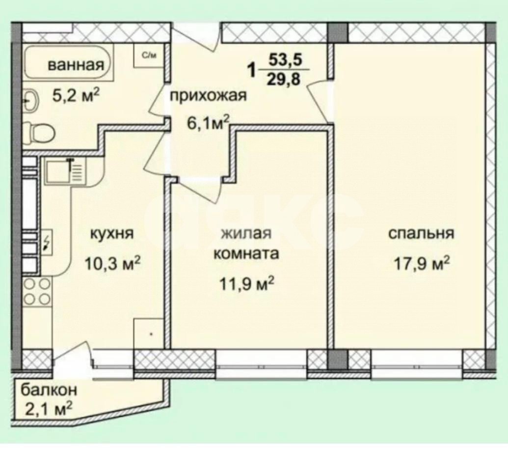Фото №23: 2-комнатная квартира 53&nbsp;м², 5/5&nbsp;эт. - Анапа, мкр. ЖК Спектр, ул. Ленина, 180к2