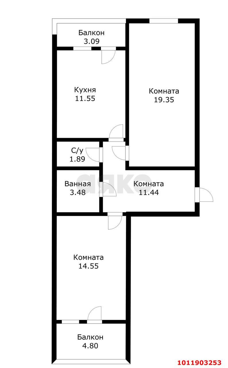 Фото №12: 2-комнатная квартира 66 м² - Краснодар, жилой комплекс Выше, ул. Евгении Жигуленко, 25к2