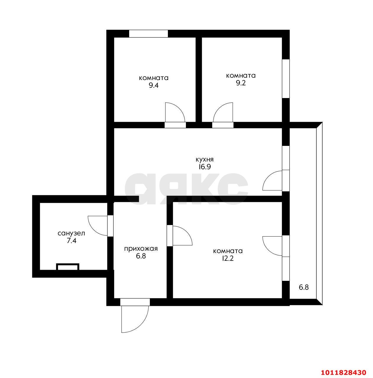 Фото №19: 3-комнатная квартира 68 м² - Новая Адыгея, жилой комплекс Виноград 2, ул. Бжегокайская, 25/1к10