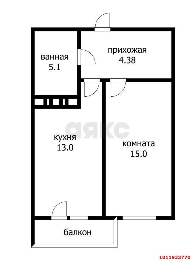 Фото №6: 1-комнатная квартира 44 м² - Краснодар, Гидростроителей, ул. Трудовой Славы, 62Ак1