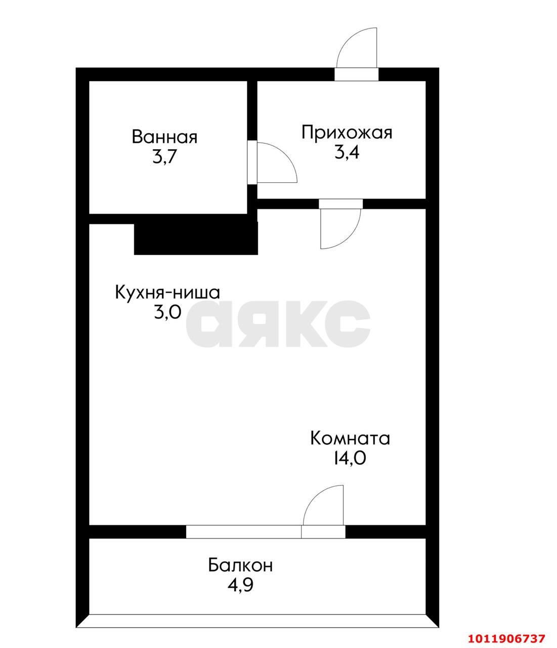 Фото №11: Студия 25 м² - Краснодар, жилой комплекс Ракурс, ул. имени Героя Ростовского, 8к1