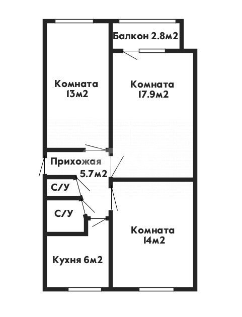 Фото №11: 3-комнатная квартира 60&nbsp;м², 1/5&nbsp;эт. - Архипо-Осиповка, ул. Вишнёвая, 35