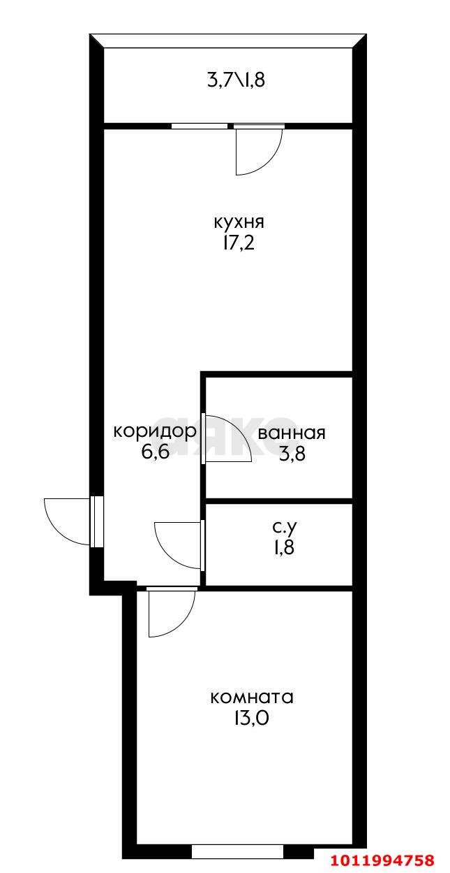 Фото №7: 1-комнатная квартира 44 м² - Краснодар, жилой комплекс Новелла, ул. Питерская, 40к4