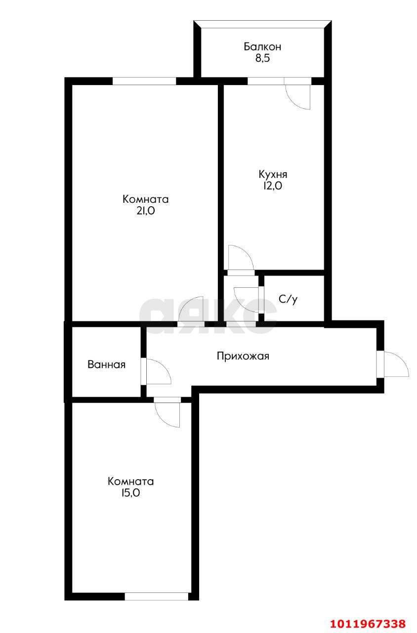 Фото №14: 2-комнатная квартира 58 м² - Краснодар, Музыкальный, ул. имени Ф.И. Шаляпина, 31В