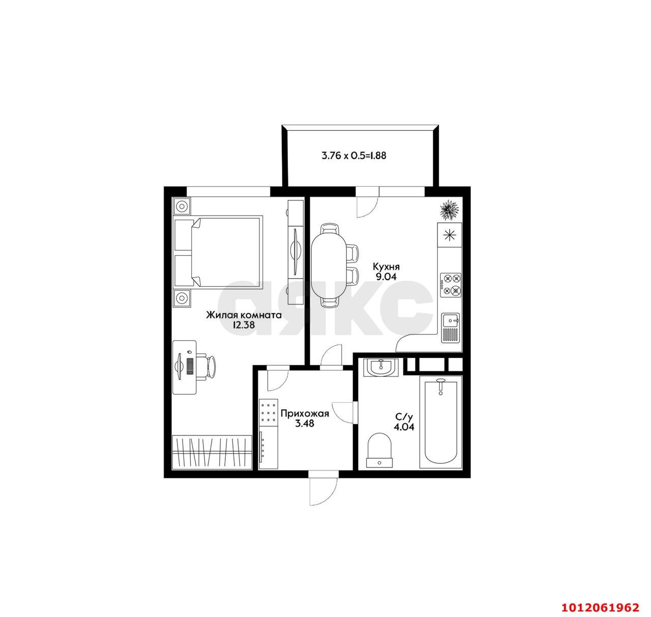 Фото №14: 1-комнатная квартира 30 м² - Краснодар, Светлоград, ул. Красных Партизан, 1/4к10