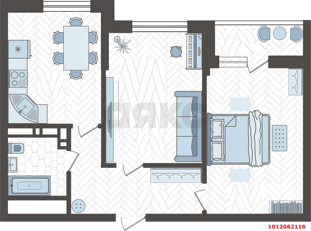 Фото №3: 2-комнатная квартира 50 м² - Краснодар, Новознаменский, ул. Богатырская, 11