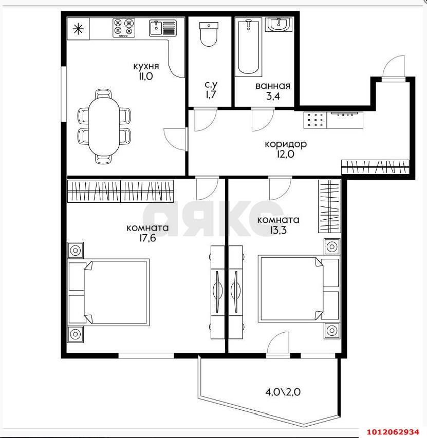 Фото №10: 2-комнатная квартира 65&nbsp;м², 6/22&nbsp;эт. - Краснодар, Центральный внутригородской округ, ЖК Карандашъ, мкр. Центральный, ул. Фабричная, 4