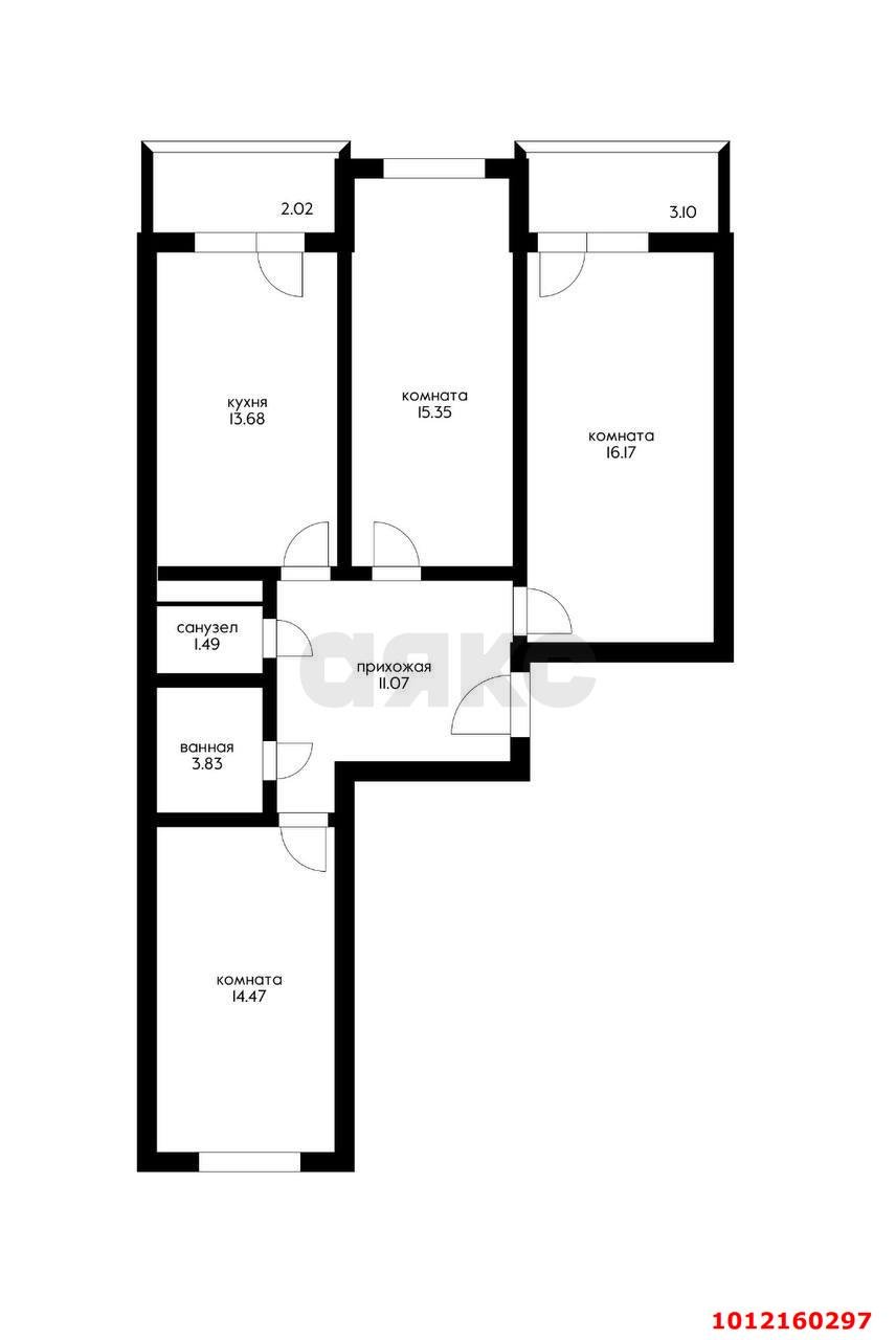 Фото №6: 3-комнатная квартира 83 м² - Краснодар, Гидростроителей, ул. Снесарева, 17/1к1