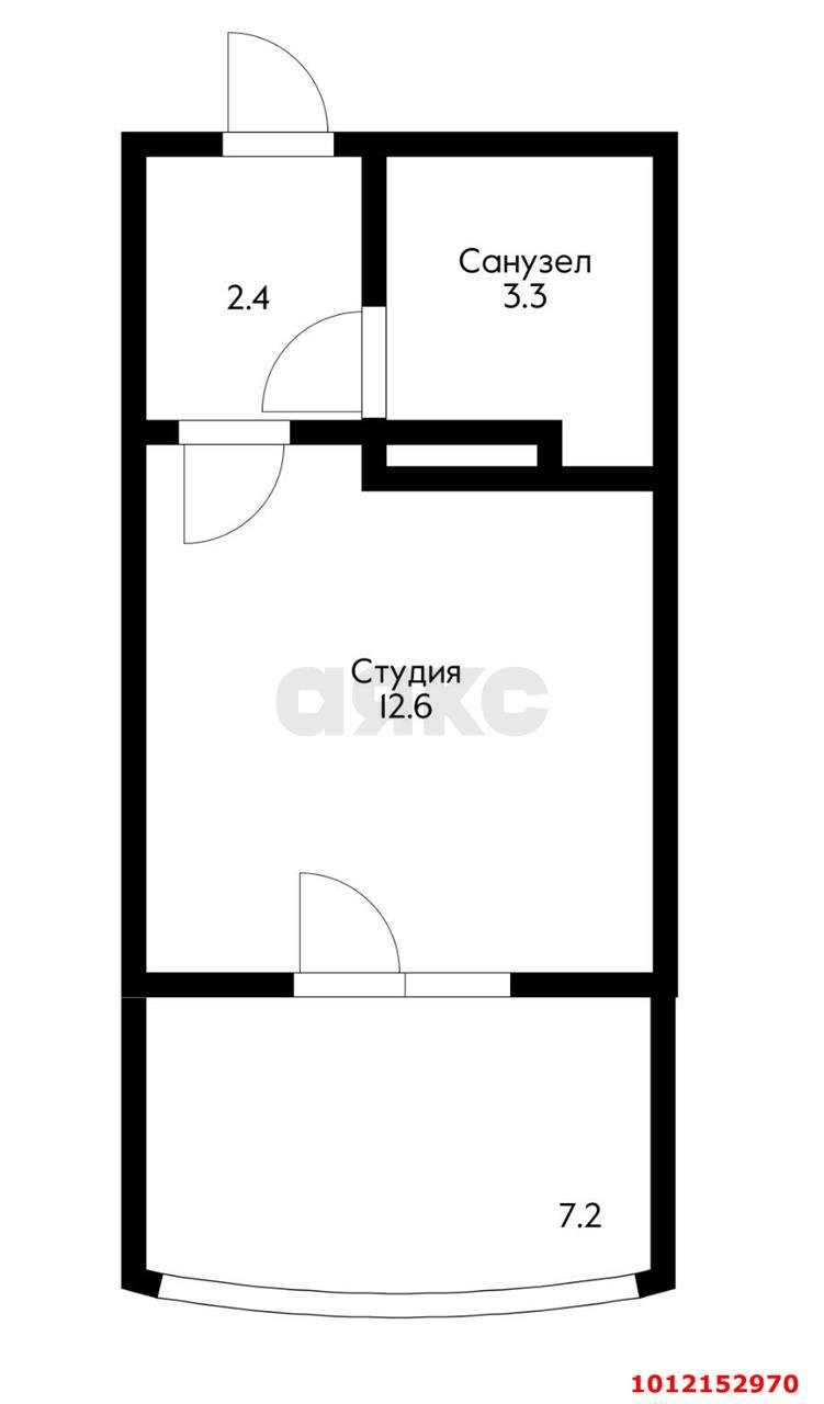 Фото №12: Студия 26 м² - Краснодар, жилой комплекс Самолёт-4, ул. Константина Гондаря, 103