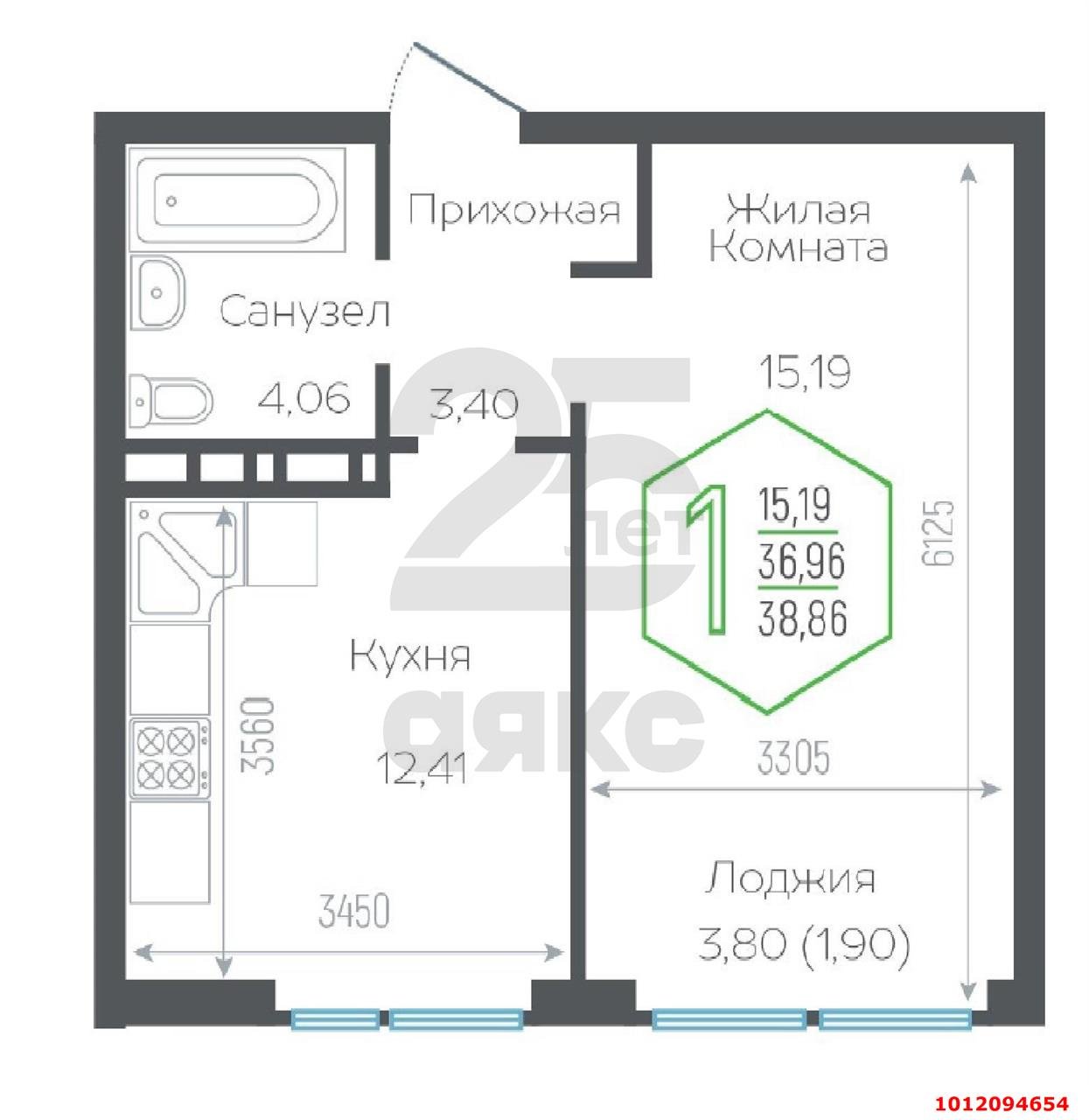 Фото №3: 1-комнатная квартира 35 м² - Краснодар, Черёмушки, ул. Обрывная, 132/1к3