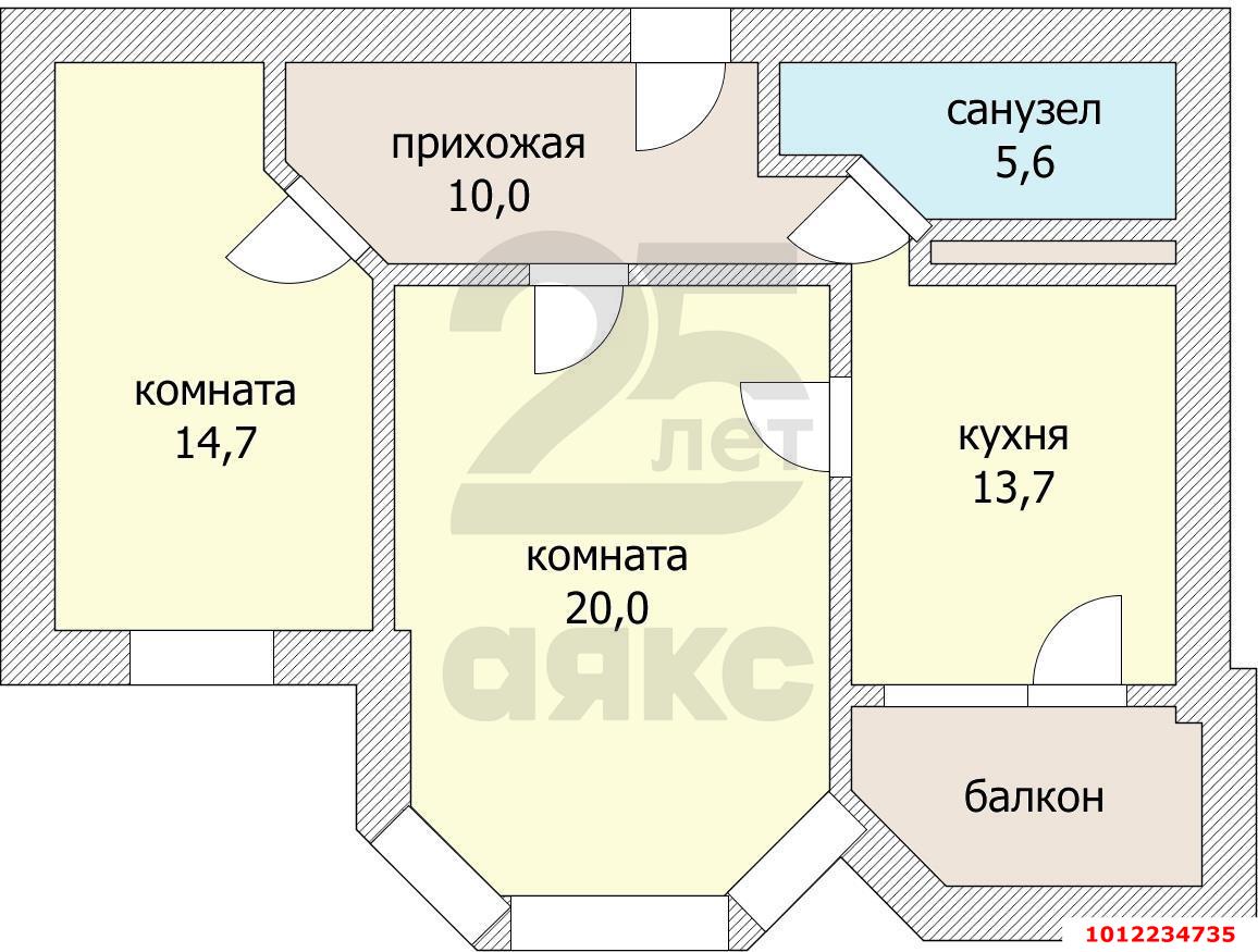 Фото №12: 2-комнатная квартира 68 м² - Краснодар, Фестивальный, ул. Яна Полуяна, 51/1