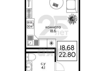 Фото №5: Студия 22 м² - Краснодар, мкр. Черёмушки, ул. Обрывная, 132/1к4