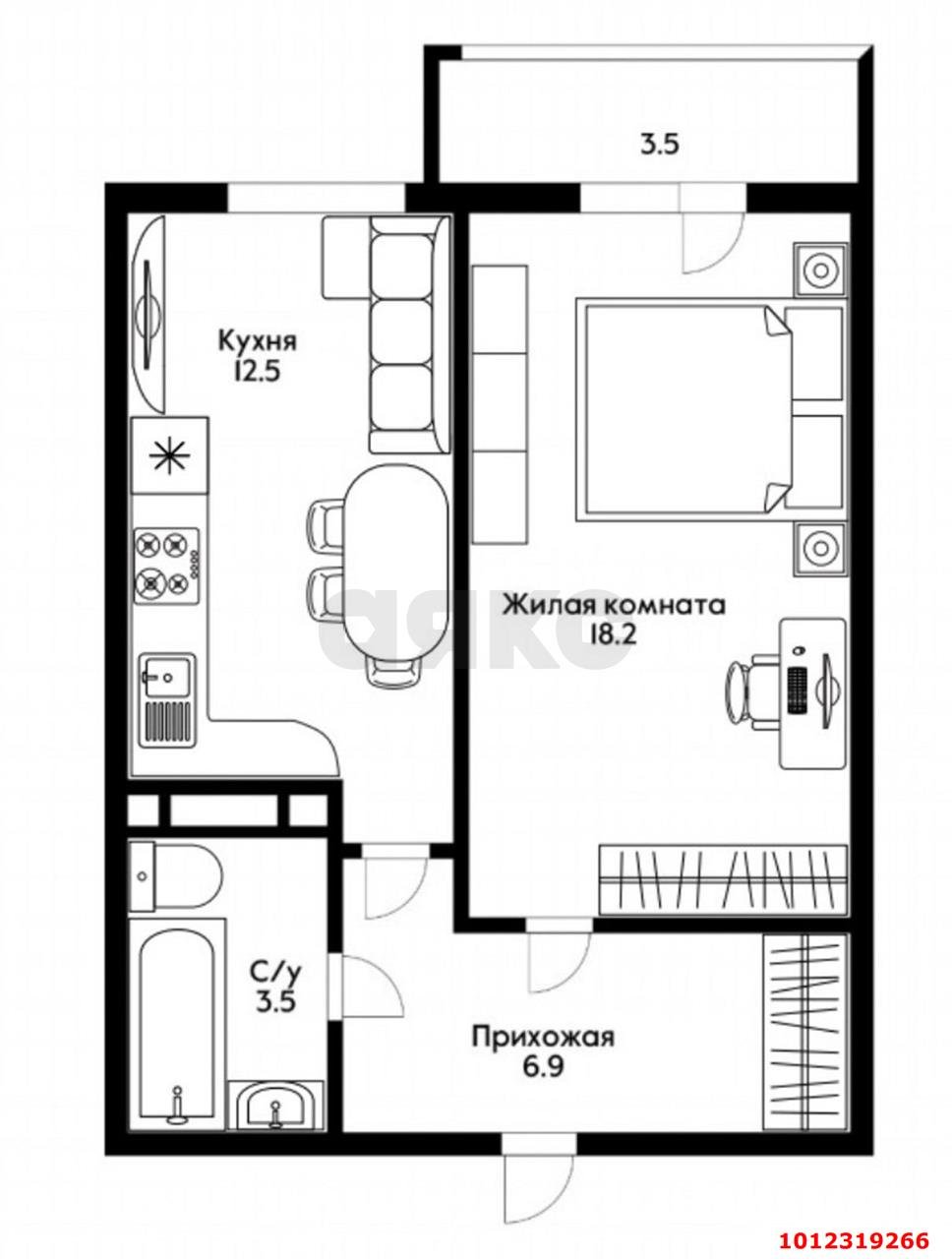 Фото №18: 1-комнатная квартира 44 м² - Краснодар, Отделение № 1 совхоза Солнечный, ул. Ковалёва, 5/1