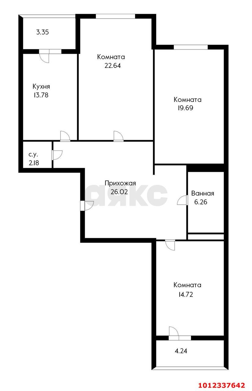Фото №16: 3-комнатная квартира 112&nbsp;м², 1/10&nbsp;эт. - Краснодар, Прикубанский внутригородской округ, мкр. Краевая Клиническая Больница, ул. Черкасская, 55