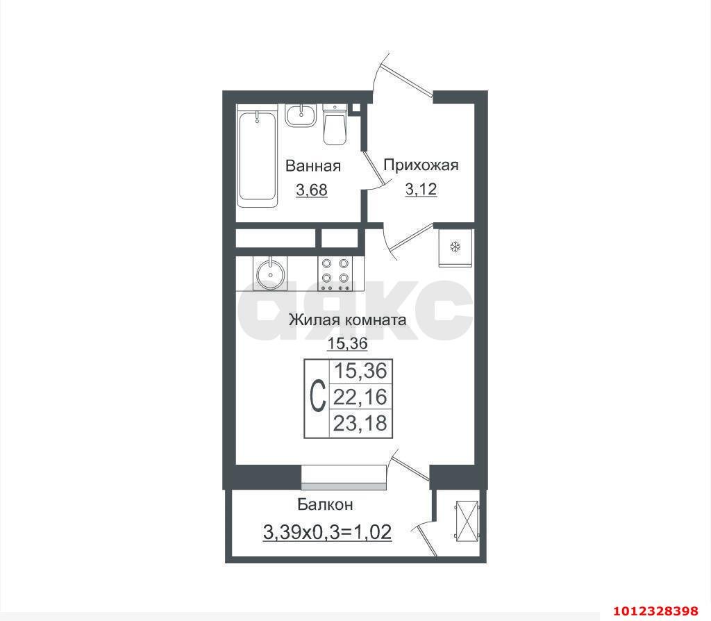 Фото №3: Студия 25 м² - Краснодар, жилой комплекс Зелёный театр, 