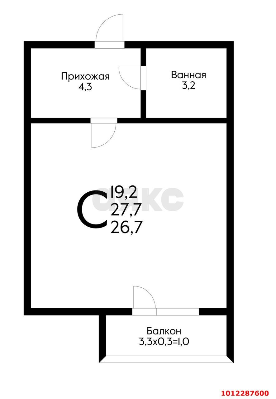 Фото №10: Студия 30 м² - Новая Адыгея, жилой комплекс Мега, ул. Бжегокайская, 90/5к1