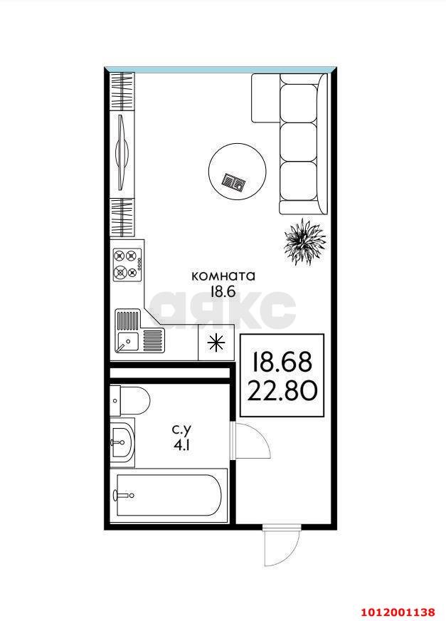 Фото №2: Студия 22 м² - Краснодар, Черёмушки, ул. Обрывная, 132/1