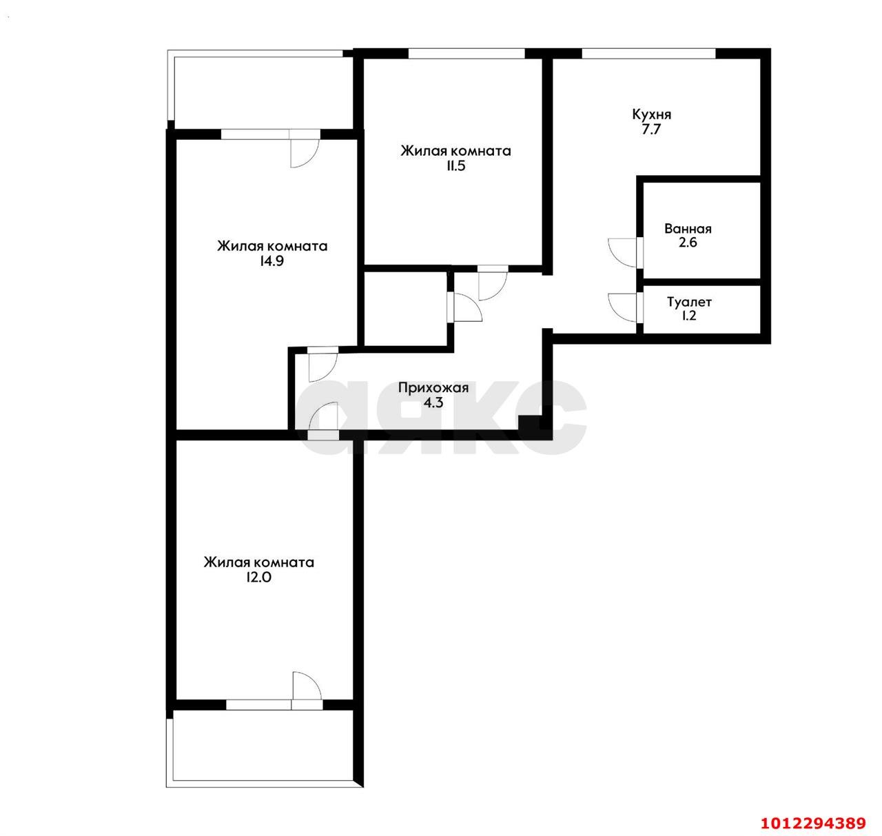 Фото №8: 3-комнатная квартира 65 м² - Краснодар, Фестивальный, ул. Атарбекова, 25