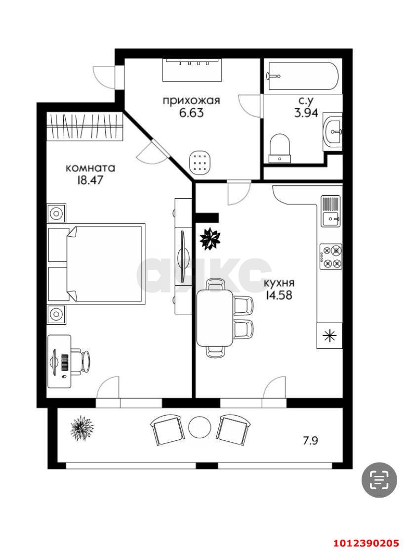 Фото №8: 1-комнатная квартира 47 м² - Краснодар, жилой комплекс Авиатор, ул. имени Валерия Гассия, 2