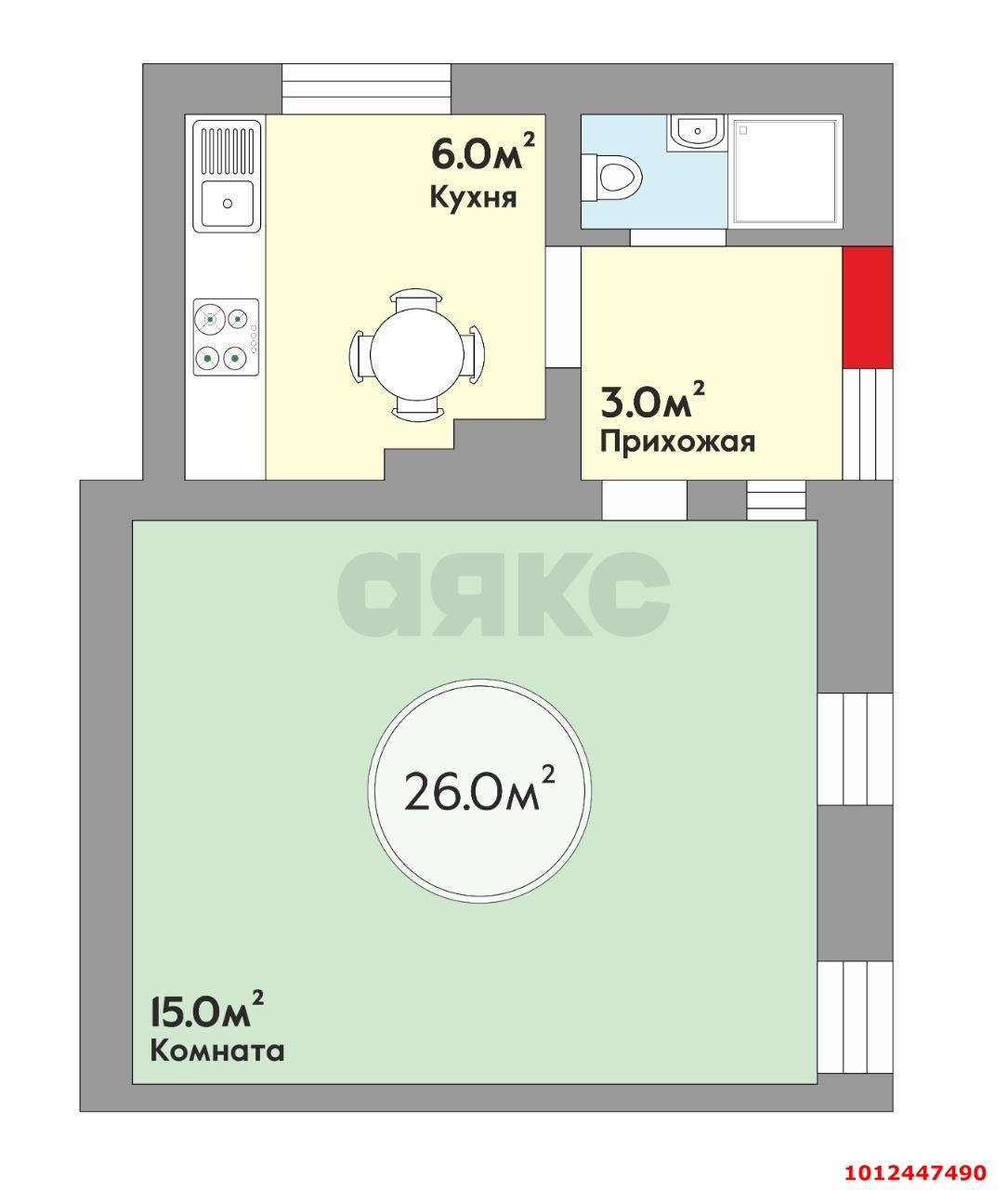Фото №10: Часть дома 26&nbsp;м² + 1&nbsp;сот., 1&nbsp;эт. - Краснодар, Центральный внутригородской округ, Дубинка, мкр. Черёмушки, пер. Лунный, 6