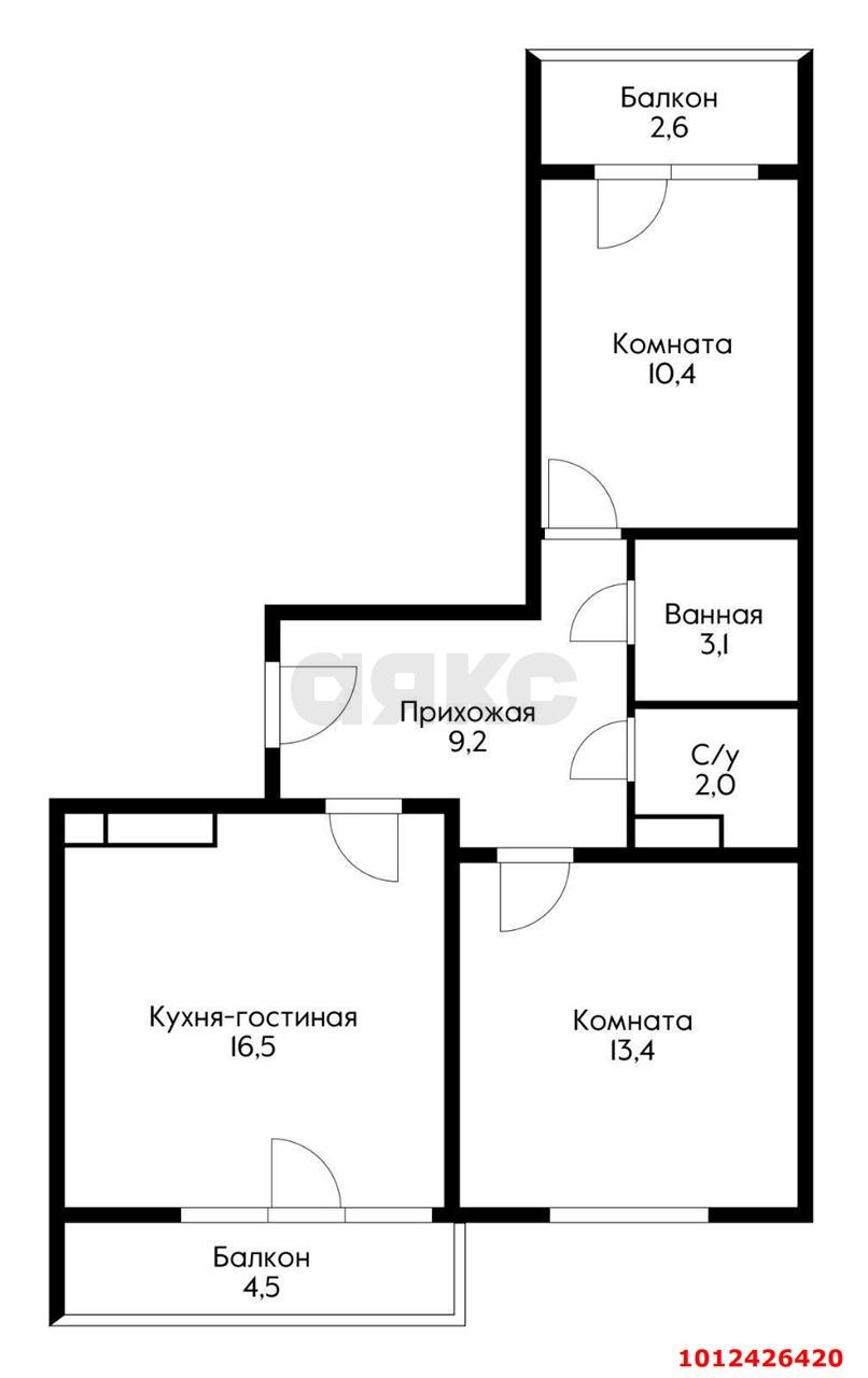 Фото №9: 2-комнатная квартира 64 м² - Краснодар, жилой комплекс Свобода, ул. Домбайская, 55к3