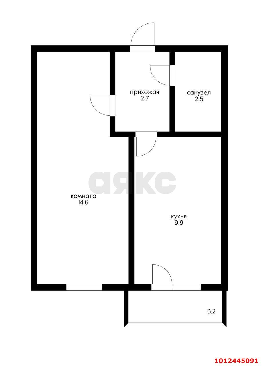 Фото №9: 1-комнатная квартира 30&nbsp;м², 4/5&nbsp;эт. - Новая Адыгея, мкр. жилой комплекс Родной Дом, ул. Бжегокайская, 31/6к2