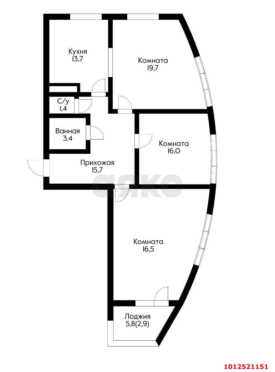 Фото №11: 3-комнатная квартира 100&nbsp;м², 7/25&nbsp;эт. - Краснодар, Западный внутригородской округ, Фестивальный, мкр. ЖК Маршал, ул. Гаражная, 87