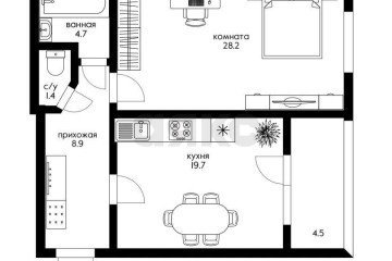 Фото №3: 1-комнатная квартира 51 м² - Краснодар, мкр. Восточно-Кругликовский, ул. Черкасская, 71/1