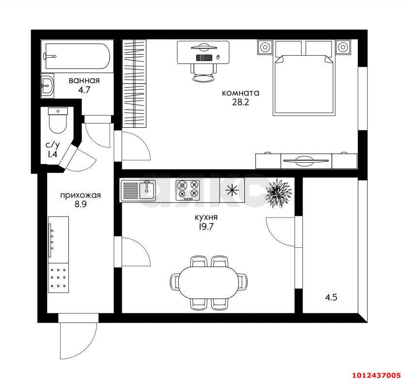 Фото №3: 1-комнатная квартира 51 м² - Краснодар, Восточно-Кругликовский, ул. Черкасская, 71/1