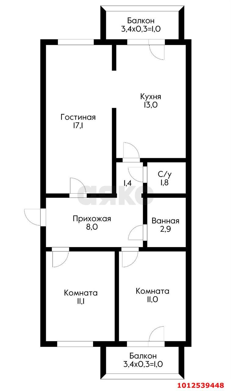 Фото №15: 3-комнатная квартира 72 м² - Новая Адыгея, жилой комплекс Дарград, ул. Тургеневское шоссе, 33/3к16