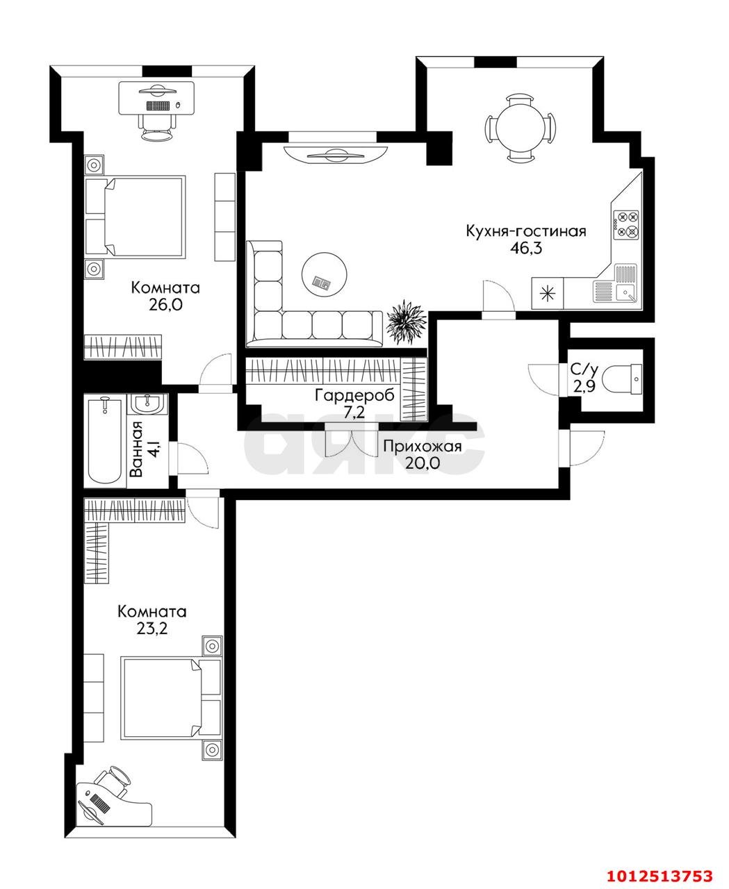 Фото №19: 3-комнатная квартира 129 м² - Краснодар, Центральный, ул. Будённого, 129