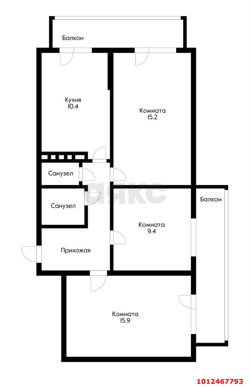 Фото №20: 3-комнатная квартира 74 м² - Российский, Прикубанский внутригородской округ, ул. имени В.М. Комарова, 21Б