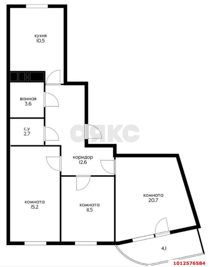 Фото №5: 3-комнатная квартира 76 м² - Краснодар, жилой комплекс Фонтаны, ул. Воронежская, 47/11