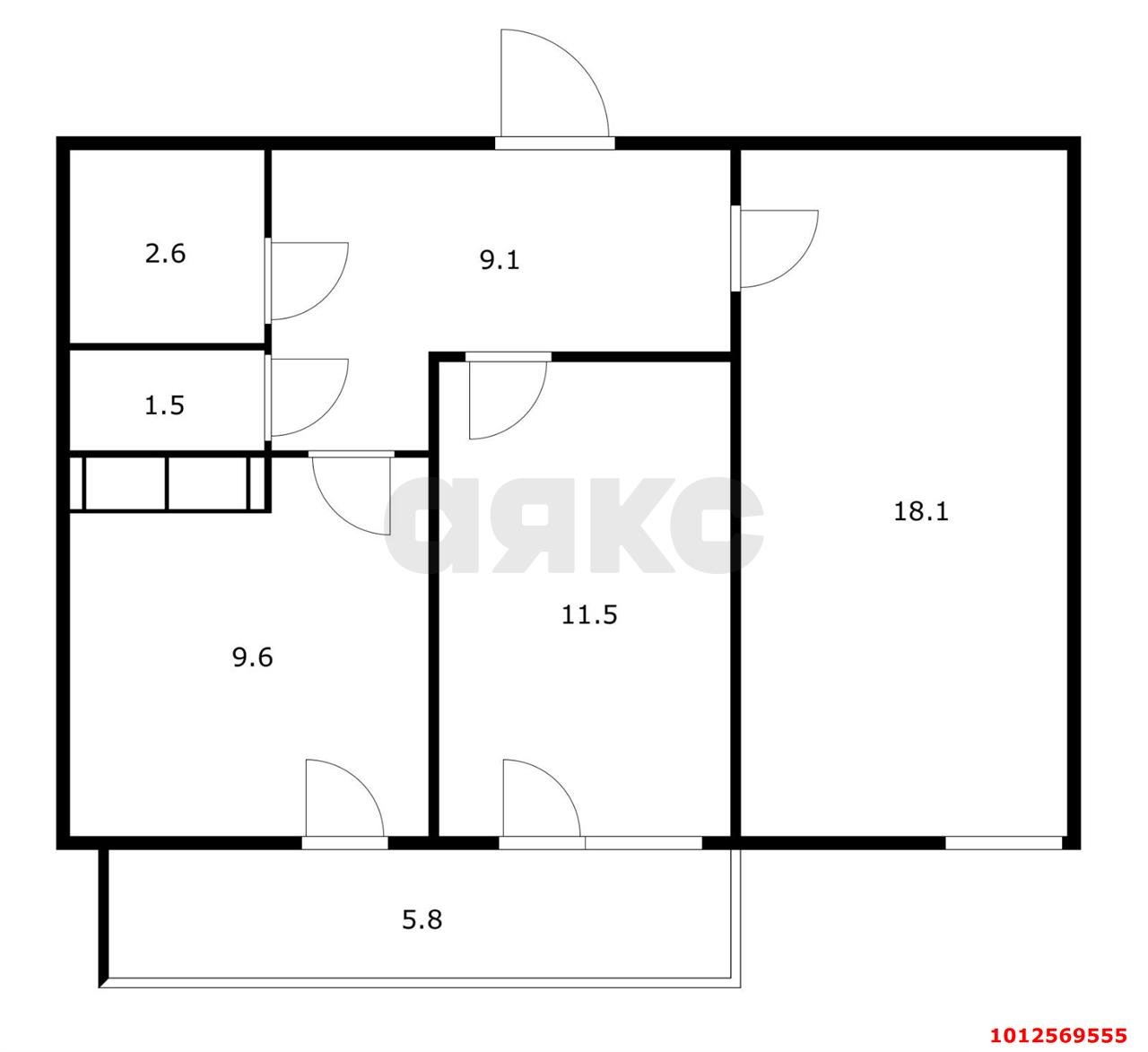 Фото №3: 2-комнатная квартира 60 м² - Краснодар, имени Петра Метальникова, ул. Петра Метальникова, 26