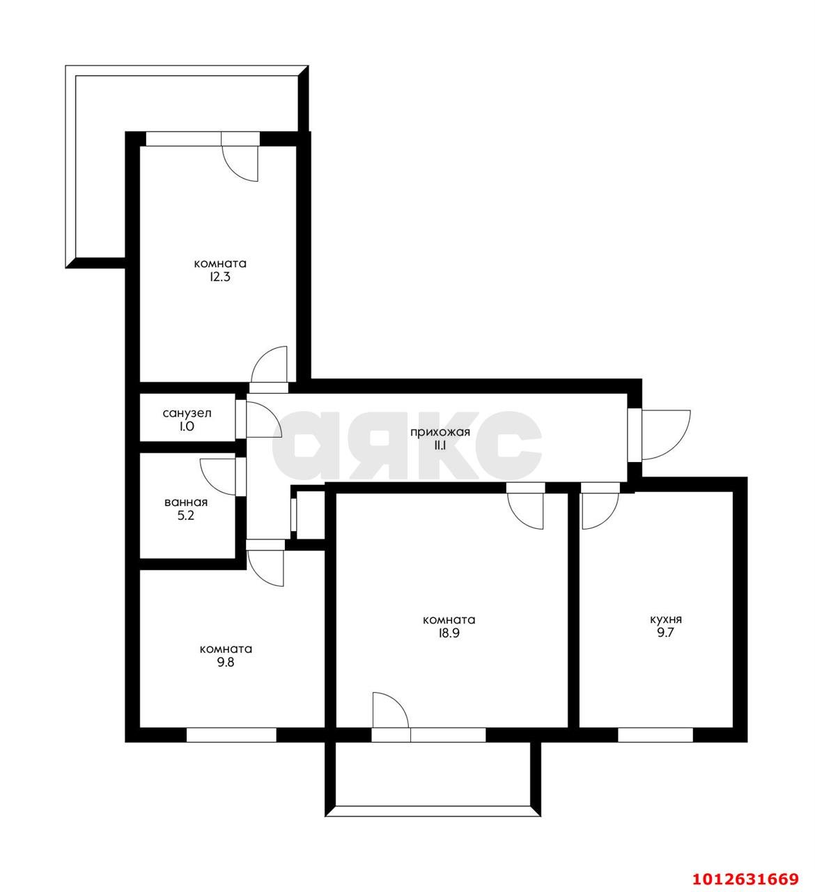 Фото №9: 3-комнатная квартира 64 м² - Краснодар, Краевая Клиническая Больница, ул. Российская, 94