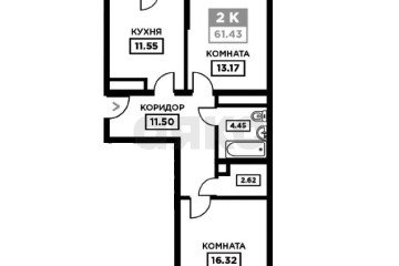 Фото №2: 2-комнатная квартира 61 м² - Краснодар, мкр. Школьный, ул. Школьная, 1