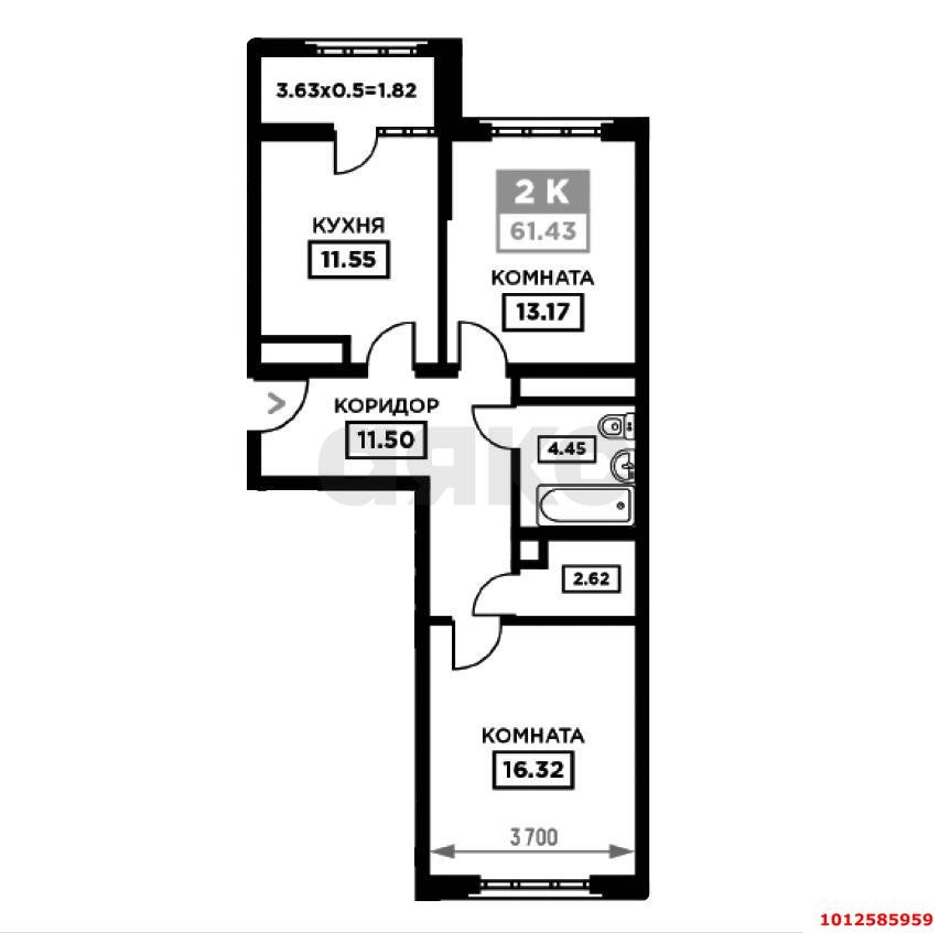 Фото №2: 2-комнатная квартира 61 м² - Краснодар, Школьный, ул. Школьная, 1