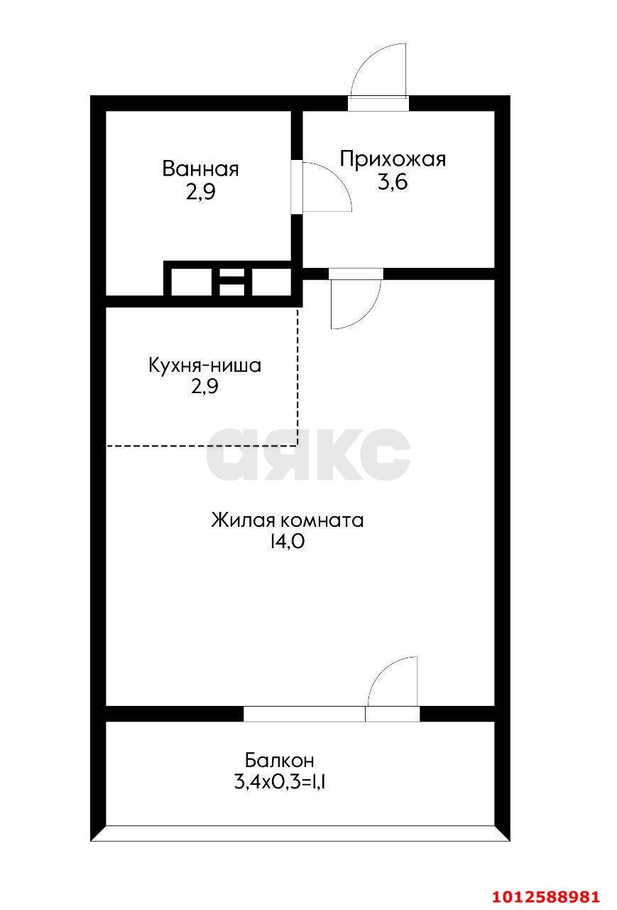 Фото №15: Студия 28 м² - Краснодар, жилой комплекс Дыхание, ул. Лётчика Позднякова, 2к13