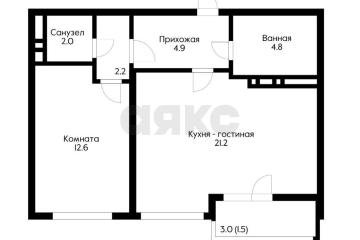 Фото №1: 2-комнатная квартира 47 м², 8/18 эт. - Краснодар, мкр. ЖК Красная Площадь, ул. им. Мурата Ахеджака, 12